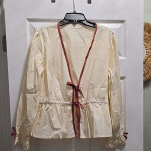 Spartina 449 Cream Top- Joni Tie Blouse